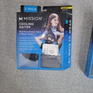 Neck Gaiter Cooling‎ 2-PK Youth-Size Cooling Black gray Face Masks New